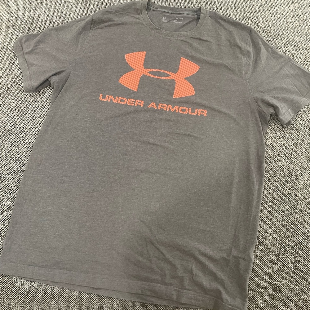 Under Armour Gray Short Sleeve Tee with Orange Logo